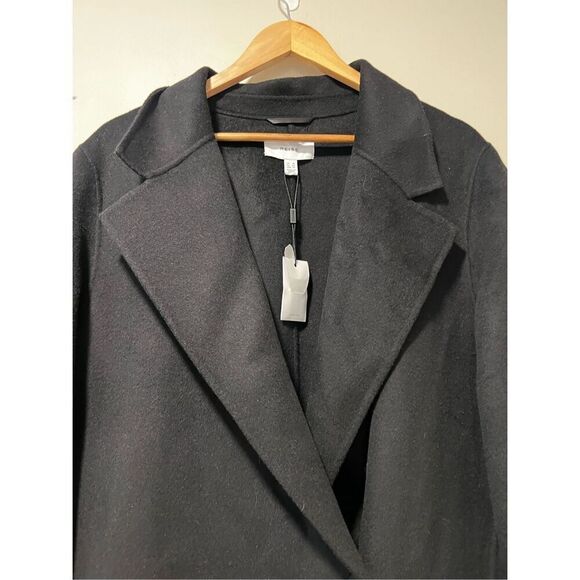 Reiss Women's Black Rich Belted Wool Blend Trench Coat Size 14 NWT - Picture 7 of 12